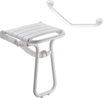 Pellet Pellet - Pmr Asiento De Ducha Escamoteable Confort Essential + Barra De Apoyo Pmr Essential Confort Angulada 135&deg;
