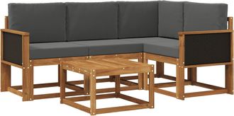 vidaXL Conjunto De Sof&aacute;s De Exterior 5 Uds. Natural Y Antracita Vidaxl