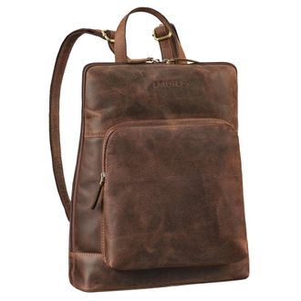 STILORD Celia Stylish medium leather backpack women rucksack real leather vintage - city leather backpack retro ladies laptop rucksack 13-14 inch anti theft b