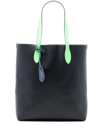 Burberry 2000-2017 Grained Leather and Haymarket Check Coated Canvas Reversible North South tote bag - Black