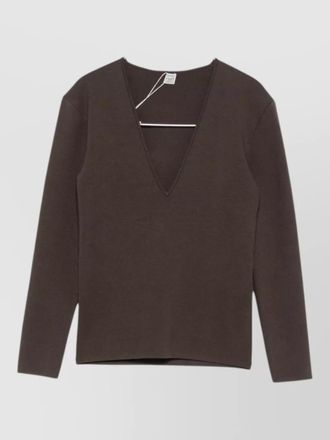 Toteme v neck sweater fitted ribbed knit