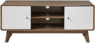 Calicosy Mueble de TV 2 Puertas y 2 Nichos L128,5 cm - Efecto Madera oscura