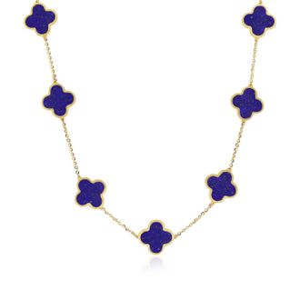 The Lovery Large Lapis Clover Necklace