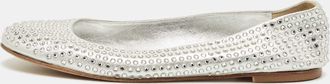 Giuseppe Zanotti Silver Crystals And Leather Ballet Flats