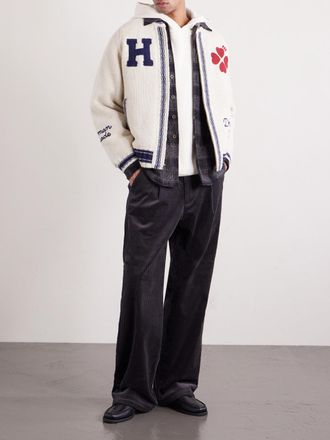 Human Made Padded Embroidered Wool Zip-Up Cardigan