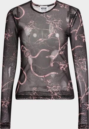 Moschino Floral Print Long-Sleeve Top