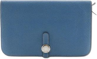 Herm&egrave;s Tweedehands leren portemonnees - Dames - Vintage Accessoires - Blauw - ONE Size - Vintage