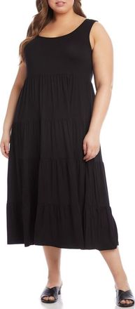 Karen Kane Tiered Midi Dress in Black at Nordstrom, Size 1X