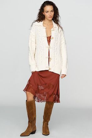 Pilcro Cotton Merino Wool Cable Knit Cardigan