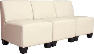 Hhg Hhg - Sof&aacute; Modular 3 Plazas Lyon, Polipiel, Crema, Sin Reposabrazos