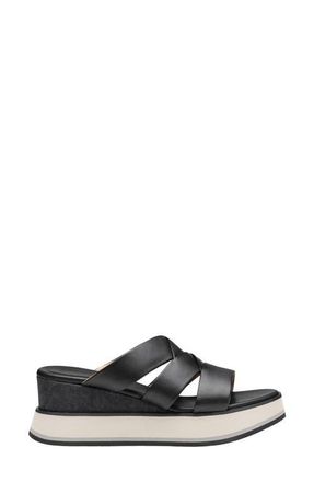 Johnston & Murphy Colleen Platform Wedge Slide Sandal in Black Nappa Leather at Nordstrom, Size 8.5