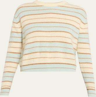 Guest In Residence Grizzly Stripe Cashmere Crewneck Sweater