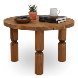 Dmora Mesa De Caf&eacute; Pallas, Mesa De Centro Baja, Revistero Para Sof&aacute;, Estante De La Sala De Estar, 60x60h40 Cm, Roble, Con Embalaje Reforzado - Dmora