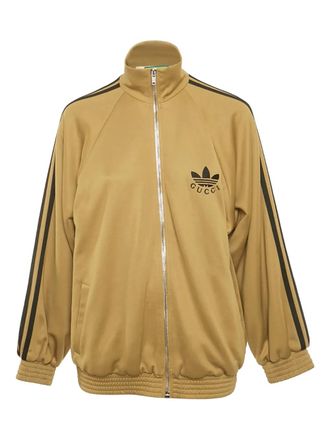 Gucci x Adidas zip-up sweatshirt - women - Polyester/Cotton/Polyester - S - Gold