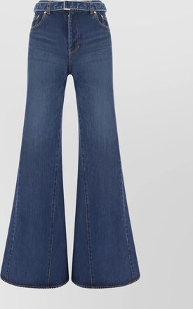 sacai denim mid-rise flared jeans