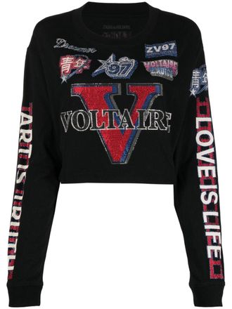 Zadig&Voltaire T-shirt Iona Voltaire a maniche lunghe crop - Nero