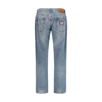 Dolce & Gabbana Mens Blue Cotton Straight-Leg Jeans Clothing
