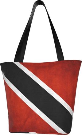 AOOEDM Trinidad Grunge Flag Tote Bag Women Capacity Shoulder Grocery Shopping Bags