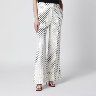 Valentino Ivory supergran trousers with Plusdepois print