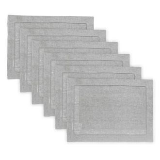 Solino Home Linen Placemats - Classic Hemstitch - Set of 6, 14 x 19 in Soft Grey at Nordstrom, Size Medium