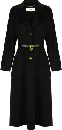 Elisabetta Franchi Coat In Double Cloth With Belt
