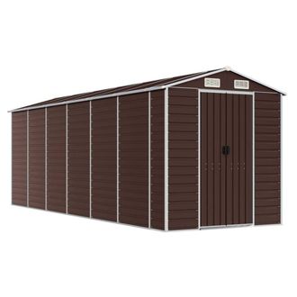 Berkfield Home Garden Shed Brown 191x555x198 cm Galvanised Steel | Size: 191 x 555 x 198 cm