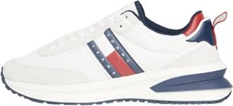 Tommy Hilfiger Leren Runner Sneakers met Rubberen Zool - Heren - Sneakers - Wit - 42 EU - Leer - Schoenen