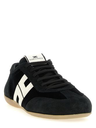 Elisabetta Franchi Nappa and Velvet Sneaker - Black