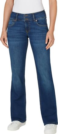Pepe Jeans London Gerade Jeans PEPE JEANS STRAIGHT JEANS LW, Damen, Gr. 27, L&auml;nge 32, blau (used blau medium), Denim/Jeans, Obermaterial: 94% Baumwolle, 5% Polyester, 1