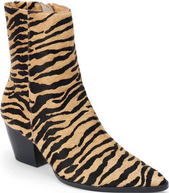 Matisse Footwear Womens Caty Western Pointed Toe Bootie In Tiger Cowhair