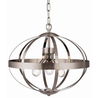 Netlighting Healey 3 Light Cage Ceiling Pendant Brushed Steel E14 in Grey
