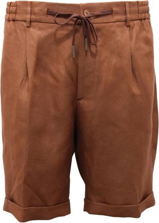 Tagliatore 2866Au bermuda B-Donny linnen shorts - Heren - Korte Broeken - Bruin - XL - Linnen - Korte Broeken