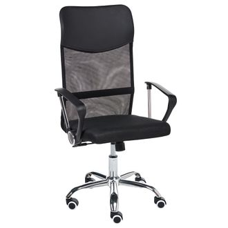 Beliani Beliani - Silla De Oficina Reclinable De Poli&eacute;ster Negro Plateado Giratoria Ajustable Design