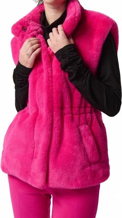 Joseph Ribkoff Stacia Faux Fur Vest With Pockets In Shocking Pink