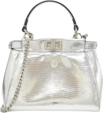 Fendi Vintage, unisex, Grijs, ONE Size, Leer, Pre-owned Peekaboo Mini tas