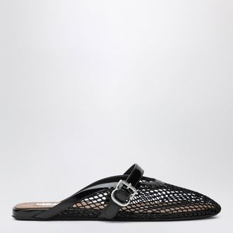 Alaia Mule flat in rete con cinturino in pelle nere