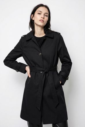 Only Trenchcoat ONLY ONLDISA LIFE SB TRENCHCOAT CC OTW, Damen, Gr. L, schwarz, Web, Obermaterial: 100% Polyester, unifarben, Po-bedeckend, V-Ausschnitt, M&auml;