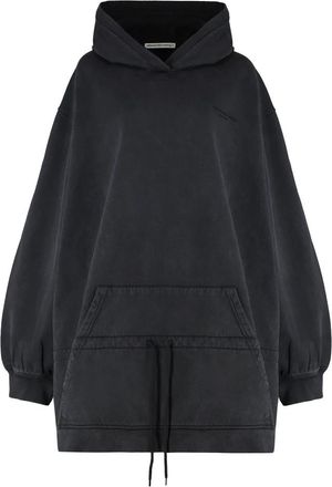 Alexander Wang Hoodie Jurk met Lage Taille - Dames - Korte kleedjes - Zwart - M - Katoen - Kleedjes