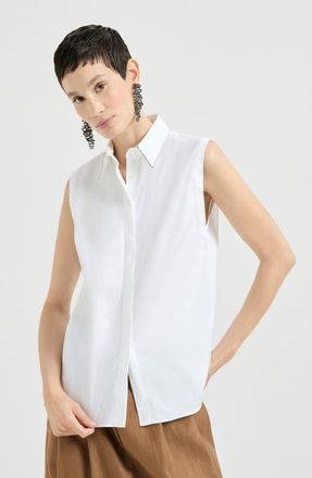 Brunello Cucinelli Stretch poplin shirt in White at Nordstrom, Size Xx-Large Eu