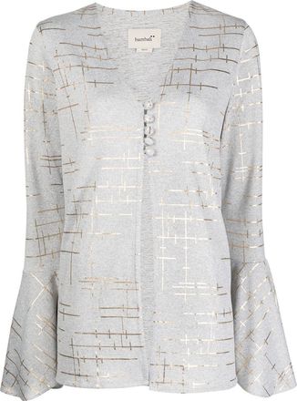 Bambah metallic-print V-neck blouse - women - Polyester - M - Grey