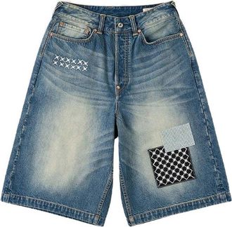 Evisu ht Fabric Patch Denim Shorts