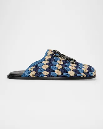 Loewe x Paula & apos;s Ibiza Men & apos;s Crochet Raffia Flex Mules