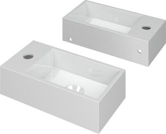 Bernacchini Versus Fontein - 36x18x9cm - wasbak rechts - 1 kraangat - polystone wit glans