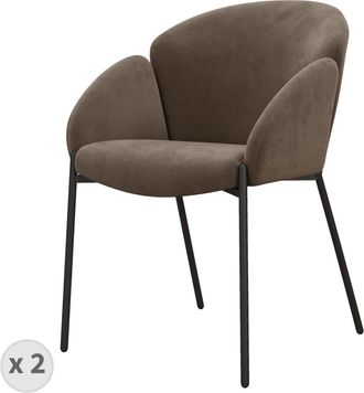 Moloo Silla en tejido Taupe y patas de metal negro (x2)