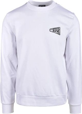 Diesel White Crewneck Cotton-Blend Sweatshirt