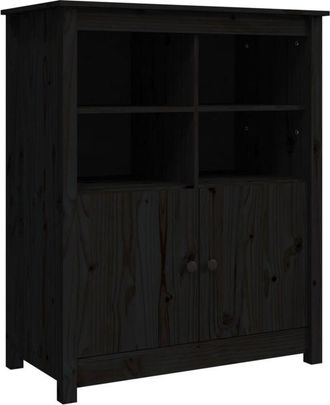 vidaXL Sideboard Black 83x41.5x100 cm Solid Wood Pine Vidaxl