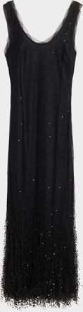 SIMKHAI Irisa Beaded Fringe Lace Midi Dress