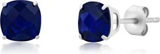 MAX + STONE 14k Yellow or White Gold 6MM Cushion Cut Gemstone Solitaire Gemstone Studs