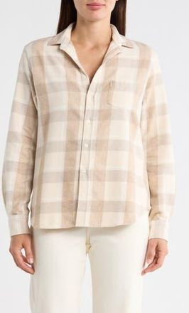 Frank & Eileen Relaxed Fit Button-Up Shirt in Large Cream Camel Plaid at Nordstrom Rack, Size X-Small