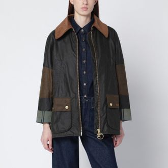 Barbour Allerston Wachsjacke im olivgr&uuml;nen Farbblock